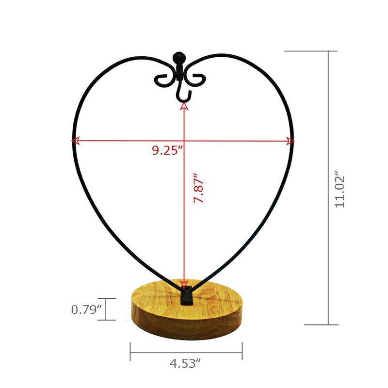 YY YEARCHY Ornament Display Stand Indoor Metal Stand Terrarium Air Plant Stand Flower Pot Holder Iron Pothook Stand for Hanging Glass Globe Ball (Heart round wood) - Image 3
